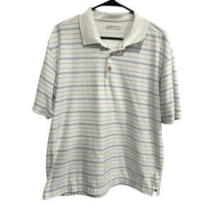 Nike Golf Mens White Blue Striped Polo Shirt Size XL